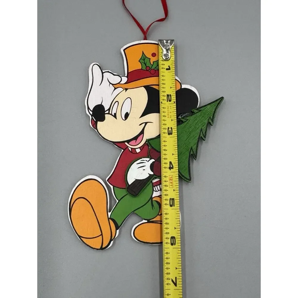 Vintage Mickey Mouse Carrying Tree Ornament The Walt Disney Company Wooden READ‎